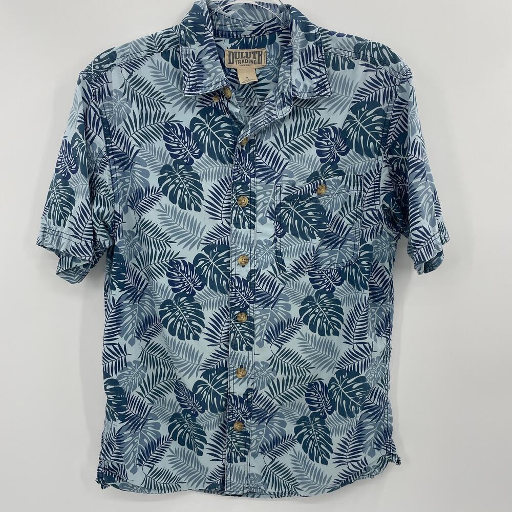 DULUTH Trading Co Mens Button Down Hawaiian Shirt Size S Short Sleeve Cotton